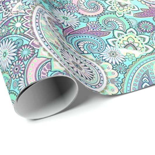 blauw paislestpapier cadeaupapier (Rol Hoek)