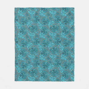 Blauw paisley damast bloemmotief georiënteerd etni fleece deken