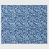 Blauw paisley inpakpapier (Vlak)
