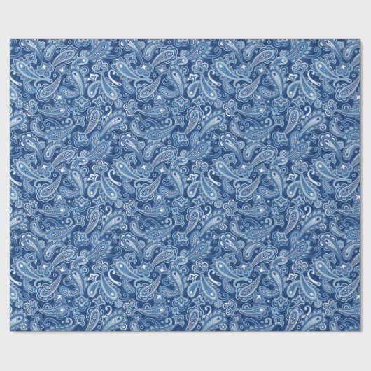 Blauw paisley inpakpapier (Vlak)