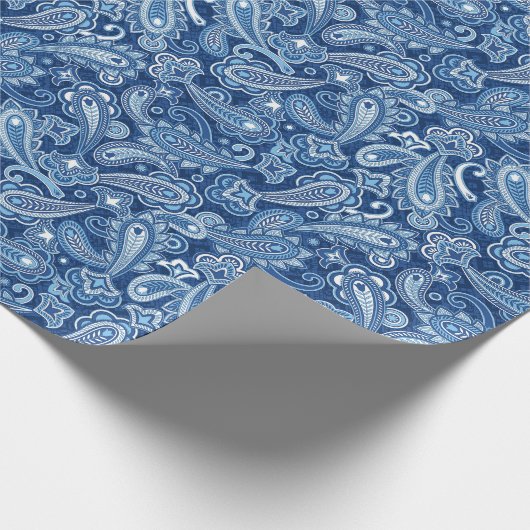 Blauw paisley inpakpapier (Hoek)