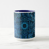 Blauw paisley nostalgie uitstraling mok (Midden)