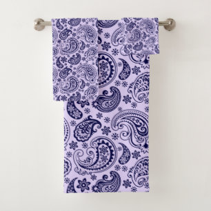 Blauw paisley op lavendel achtergrond bad handdoek