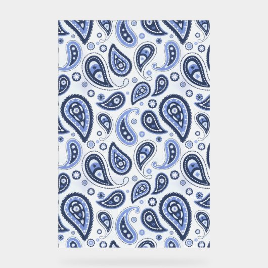 Blauw paisley patroon acryl bord (Voorkant)