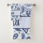 Blauw Paisley Patroon Bad Handdoek (Insitu)