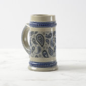 Blauw Paisley Patroon Bierpul (Voorkant links)