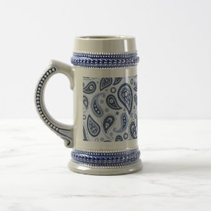Blauw Paisley Patroon Bierpul