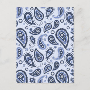 Blauw paisley patroon briefkaart