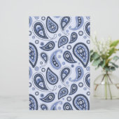 Blauw Paisley Patroon Briefpapier (Staand voorkant)