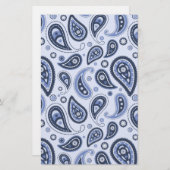 Blauw Paisley Patroon Briefpapier (Voorkant / Achterkant)