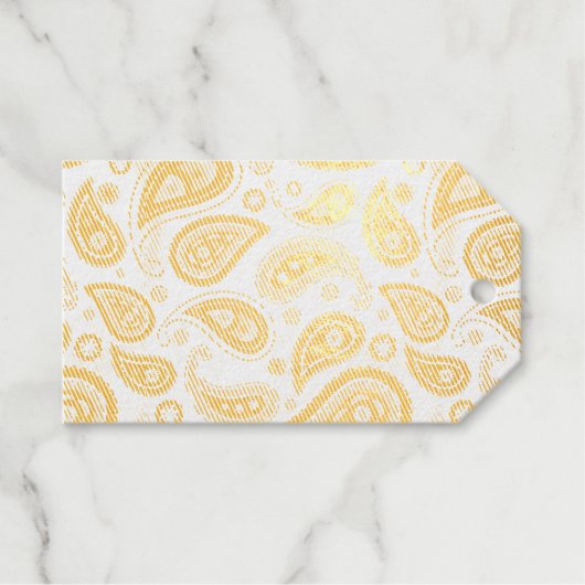 Blauw Paisley Patroon Cadeaulabels (Voorkant (horizontaal))