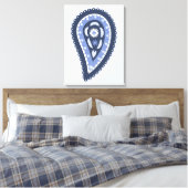 Blauw paisley patroon canvas afdruk (Insitu (Slaapkamer))