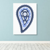 Blauw paisley patroon canvas afdruk (Insitu (Houten vloer))