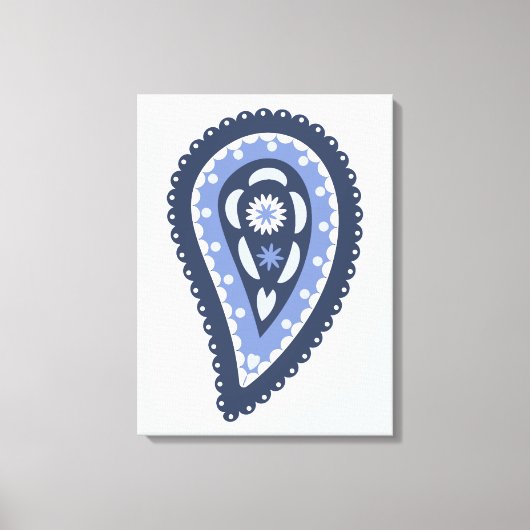Blauw paisley patroon canvas afdruk (Voorkant)
