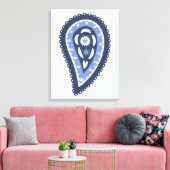 Blauw paisley patroon canvas afdruk (Insitu (Woonkamer))