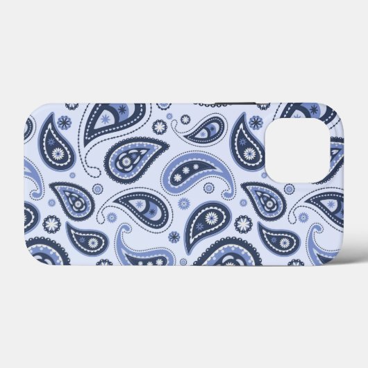 Blauw Paisley Patroon Case-Mate iPhone Case (Achterkant (horizontaal))