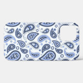 Blauw Paisley Patroon Case-Mate iPhone Case (Achterkant (horizontaal))