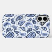 Blauw Paisley Patroon Case-Mate iPhone Case (Achterkant (horizontaal))