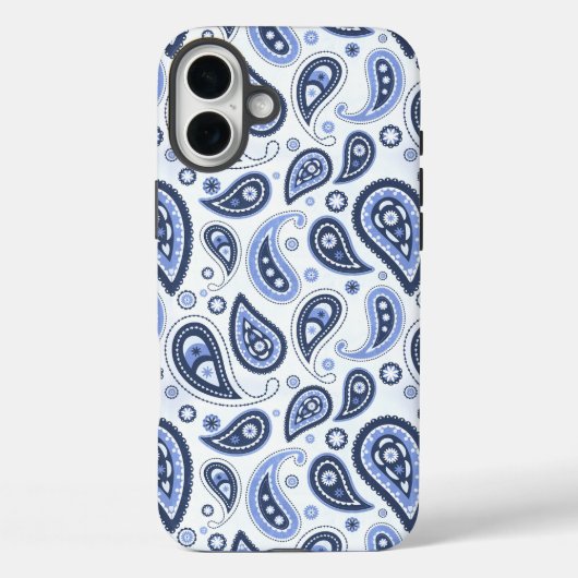 Blauw Paisley Patroon Case-Mate iPhone Case (Achterkant)