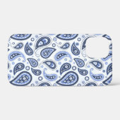 Blauw Paisley Patroon Case-Mate iPhone Case (Achterkant (horizontaal))