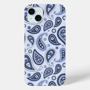Blauw Paisley Patroon iPhone 15 Mini Hoesje