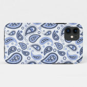 Blauw Paisley Patroon Case-Mate iPhone Case (Achterkant (horizontaal))