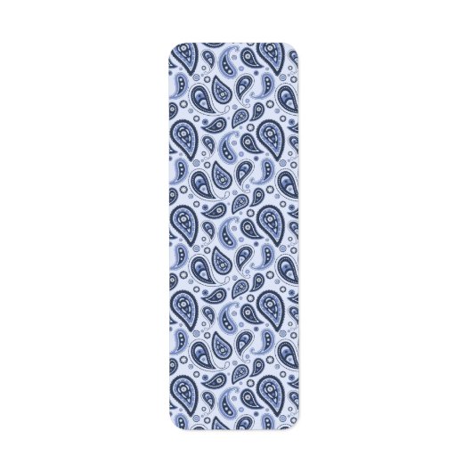 Blauw Paisley Patroon Etiket (Voorkant)