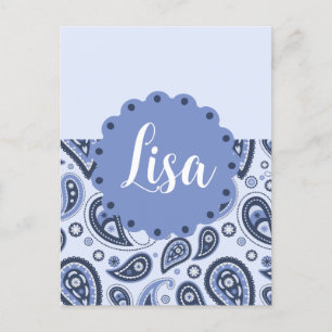 Blauw Paisley Patroon Feestdagenkaart