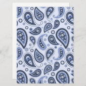 Blauw Paisley Patroon Feestdagenkaart (Voorkant / Achterkant)