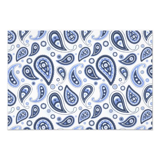 Blauw Paisley Patroon Foto Afdruk (Voorkant)