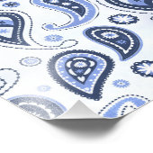 Blauw Paisley Patroon Foto Afdruk (Hoek)