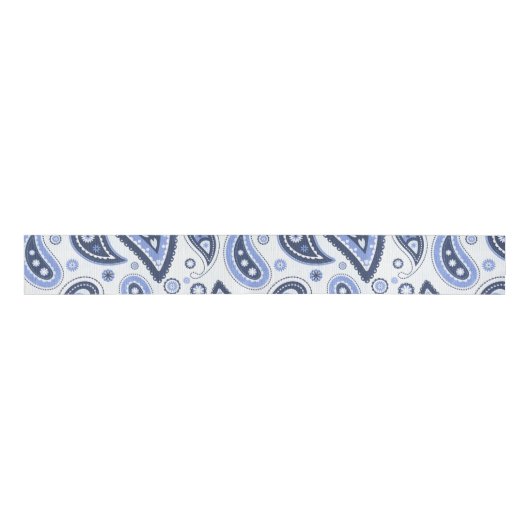 Blauw Paisley Patroon Grosgrain Lint (Voorkant)