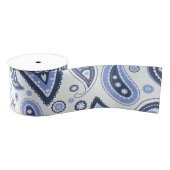 Blauw Paisley Patroon Grosgrain Lint (Spoel)