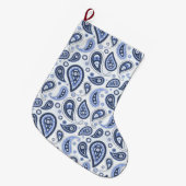 Blauw Paisley Patroon Grote Kerstsok (Voorkant (Hangend))