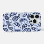 Blauw Paisley Patroon iPhone Hoesje (Achterkant horizontaal)
