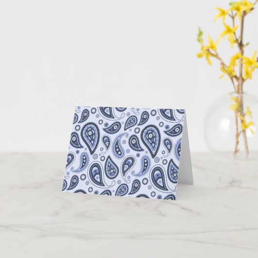 Blauw Paisley Patroon Kaart (Gele Bloem)