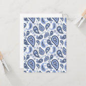 Blauw Paisley Patroon Kaart (Voorkant / Achterkant in situ)