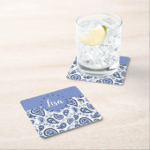 Blauw Paisley Patroon Kartonnen Onderzetters (Insitu)