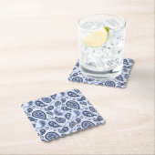Blauw Paisley Patroon Kartonnen Onderzetters (Insitu)