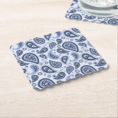 Blauw Paisley Patroon Kartonnen Onderzetters (Gebogen)