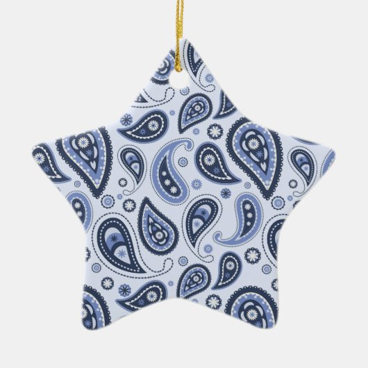 Blauw Paisley Patroon Keramisch Ornament (Voorkant)