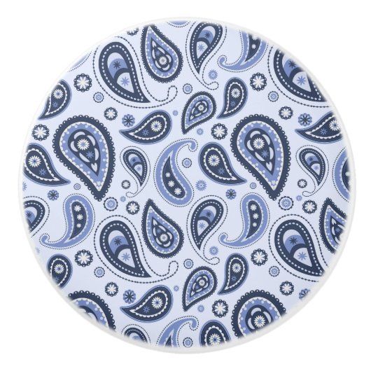 Blauw Paisley Patroon Keramische Knop (Voorkant)