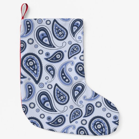 Blauw Paisley Patroon Kleine Kerstsok (Voorkant)