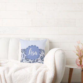 Blauw Paisley Patroon Kussen