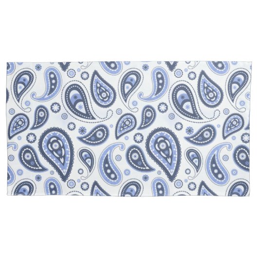 Blauw Paisley Patroon Kussensloop (Voorkant)