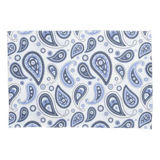 Blauw Paisley Patroon Kussensloop (Voorkant-Links)