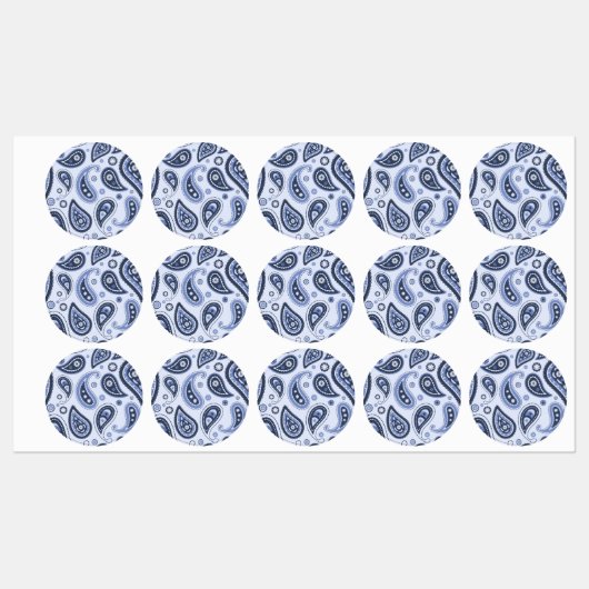 Blauw Paisley Patroon Labels (Vel)