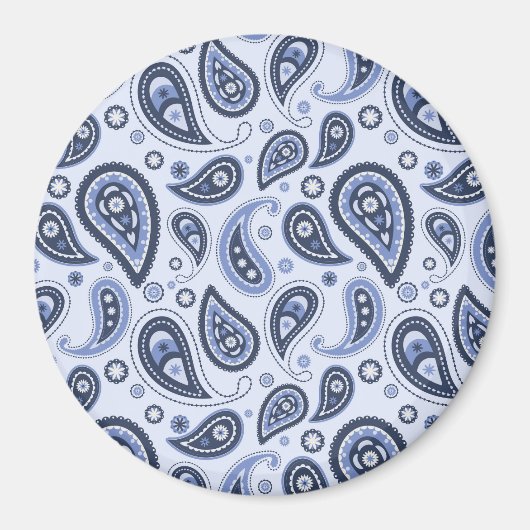 Blauw paisley patroon magneet (Voorkant)