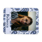 Blauw Paisley Patroon Magneet (Horizontaal)