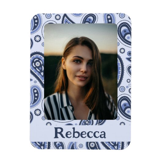 Blauw Paisley Patroon Magneet (Verticaal)